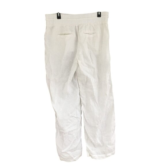 Athleta Cabo Linen Pants Women's Size 16 Casual White Wide Leg Pull On Pockets - Picture 3 of 10